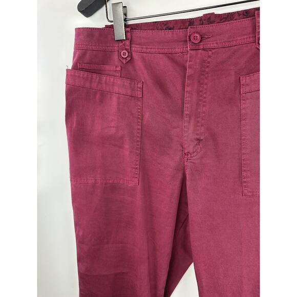 Sundance Decla Pants In Raspberry Cotton Spandex Patch Pockets Women's Size 14 - Picture 5 of 13
